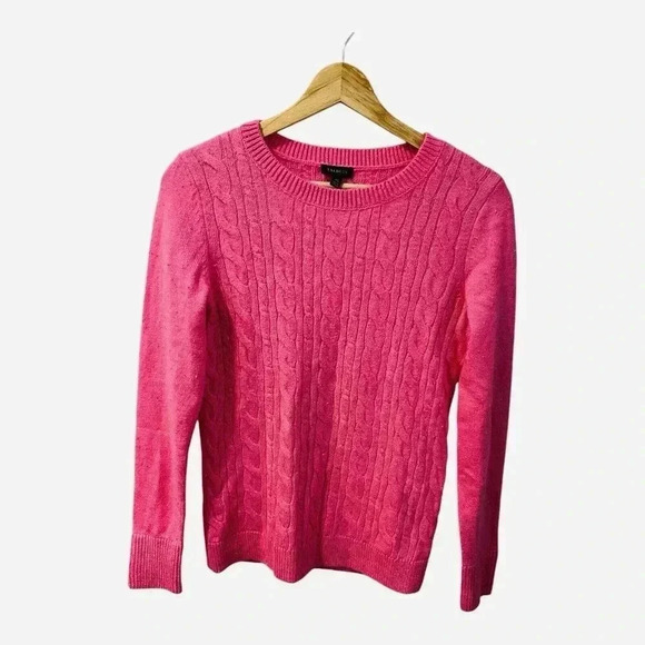 Talbots Sweater Women’s Pink Medium Pullover Cable Knit Long Sleeve NWT - Picture 1 of 5